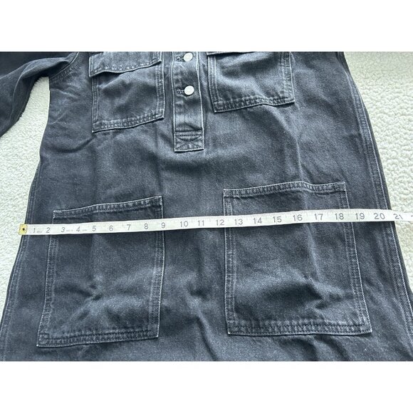Madewell $128 Womens Patch Pocket Long Sleeve Black Denim Mini Shirtdress Size S - Picture 13 of 14
